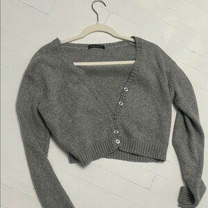 Brandy Melville Gray Cropped Cardigan Sweater